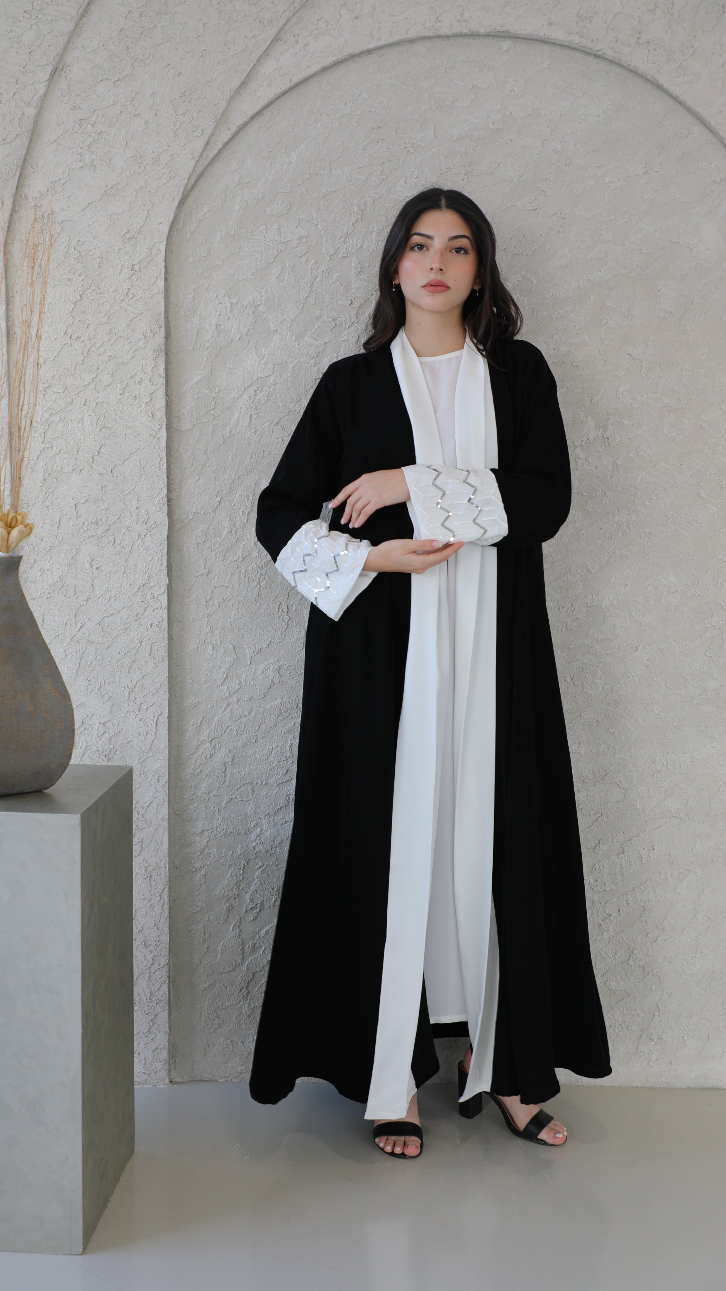 Black Abaya with Hand wok Embroidery