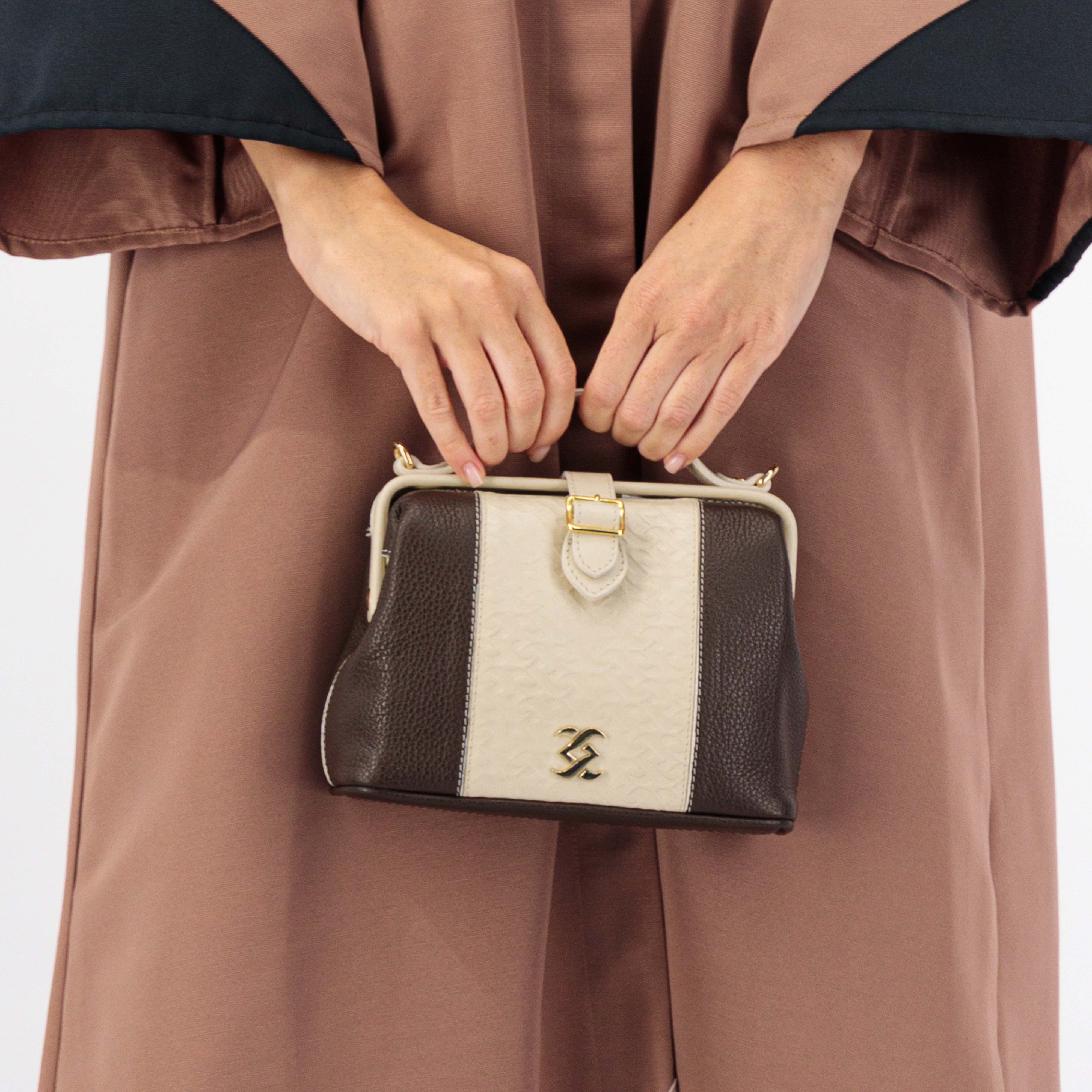 THE SHOULDER HANDMADE BAG CRAFTED FROM DARK BROWN GENUINE LEATHER WITH CLASSY PATTERN