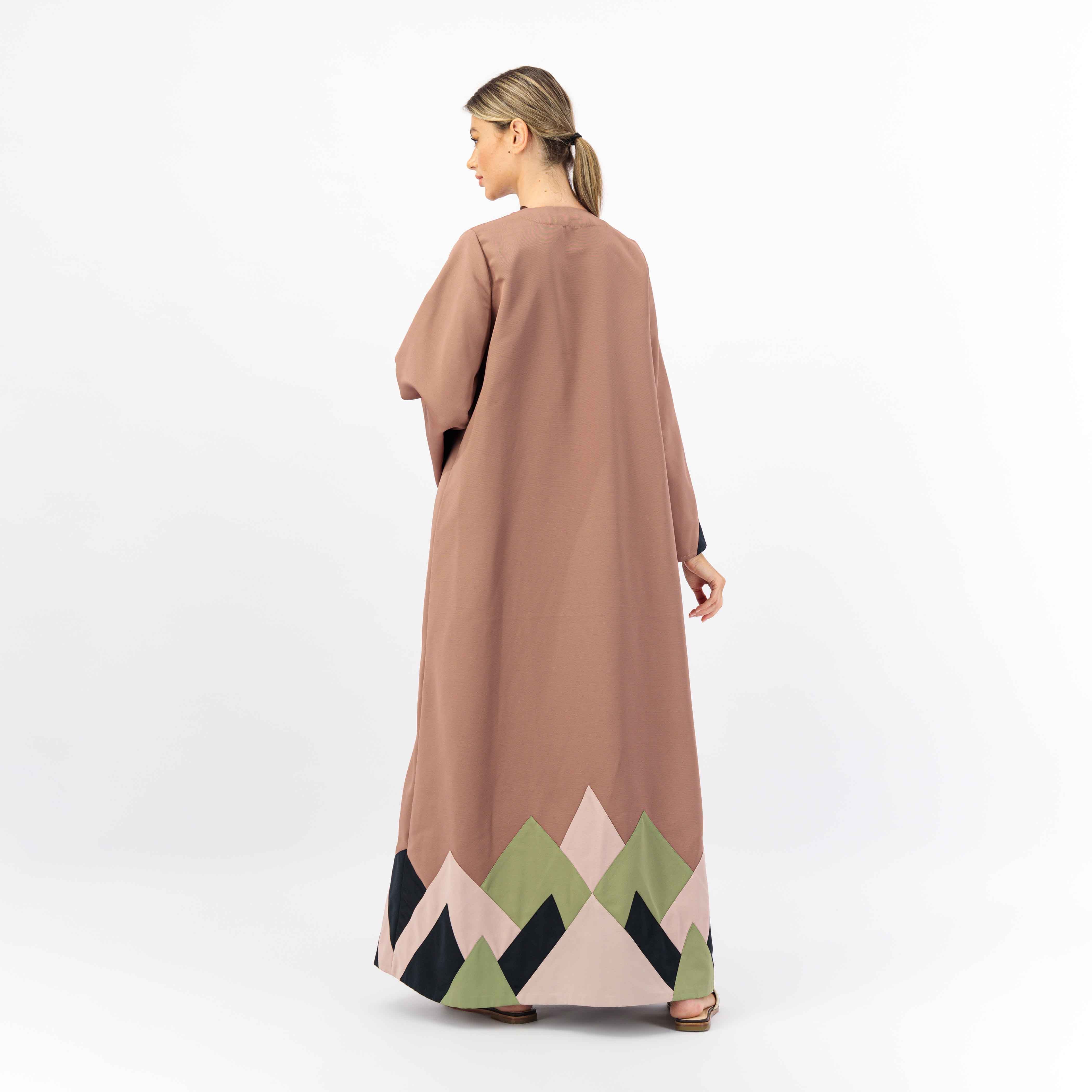 BROWN WOVEN FABRIC ABAYA WITH MOUNT PATCH