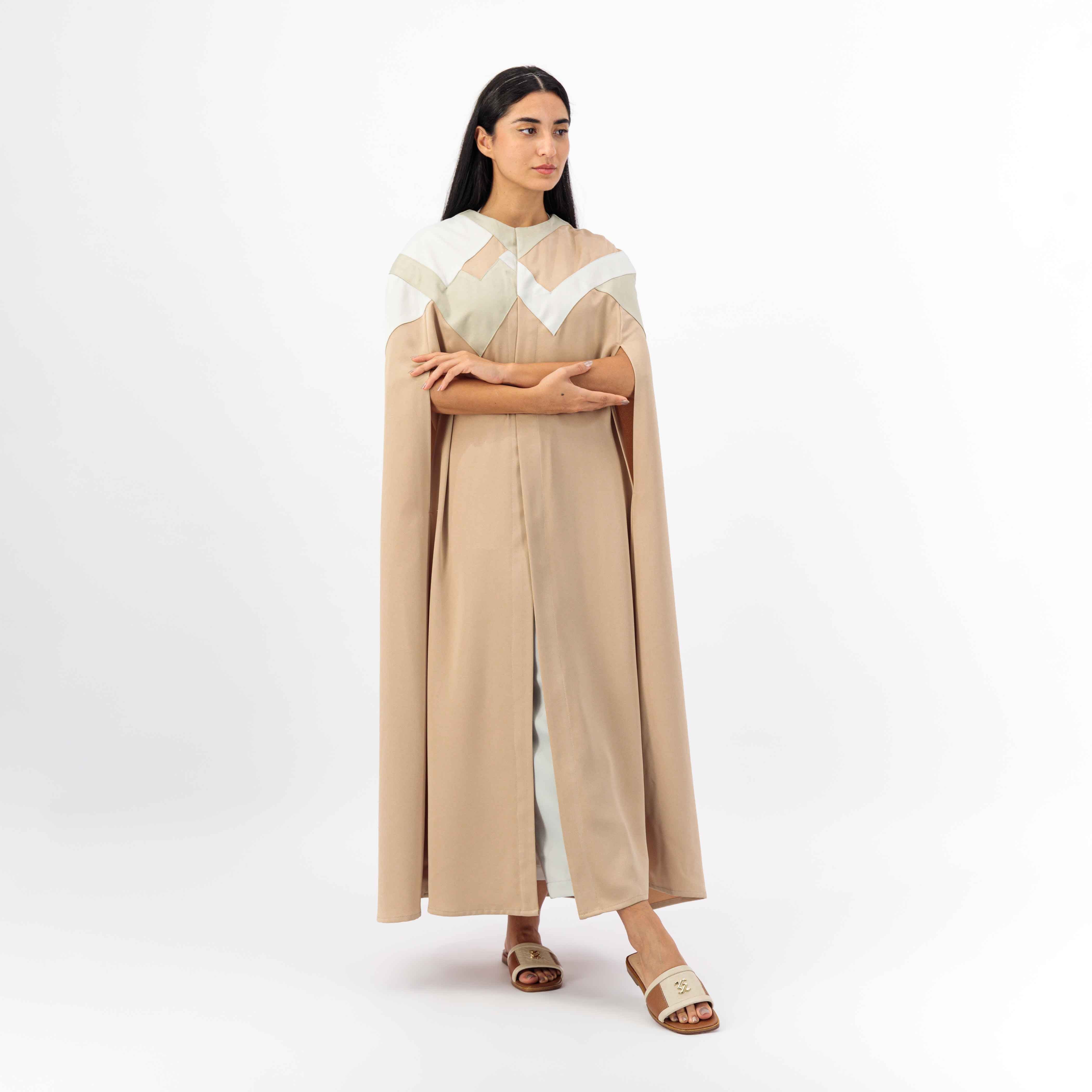 STONE CREPE FABRIC CAPE ABAYA BATCH TOP