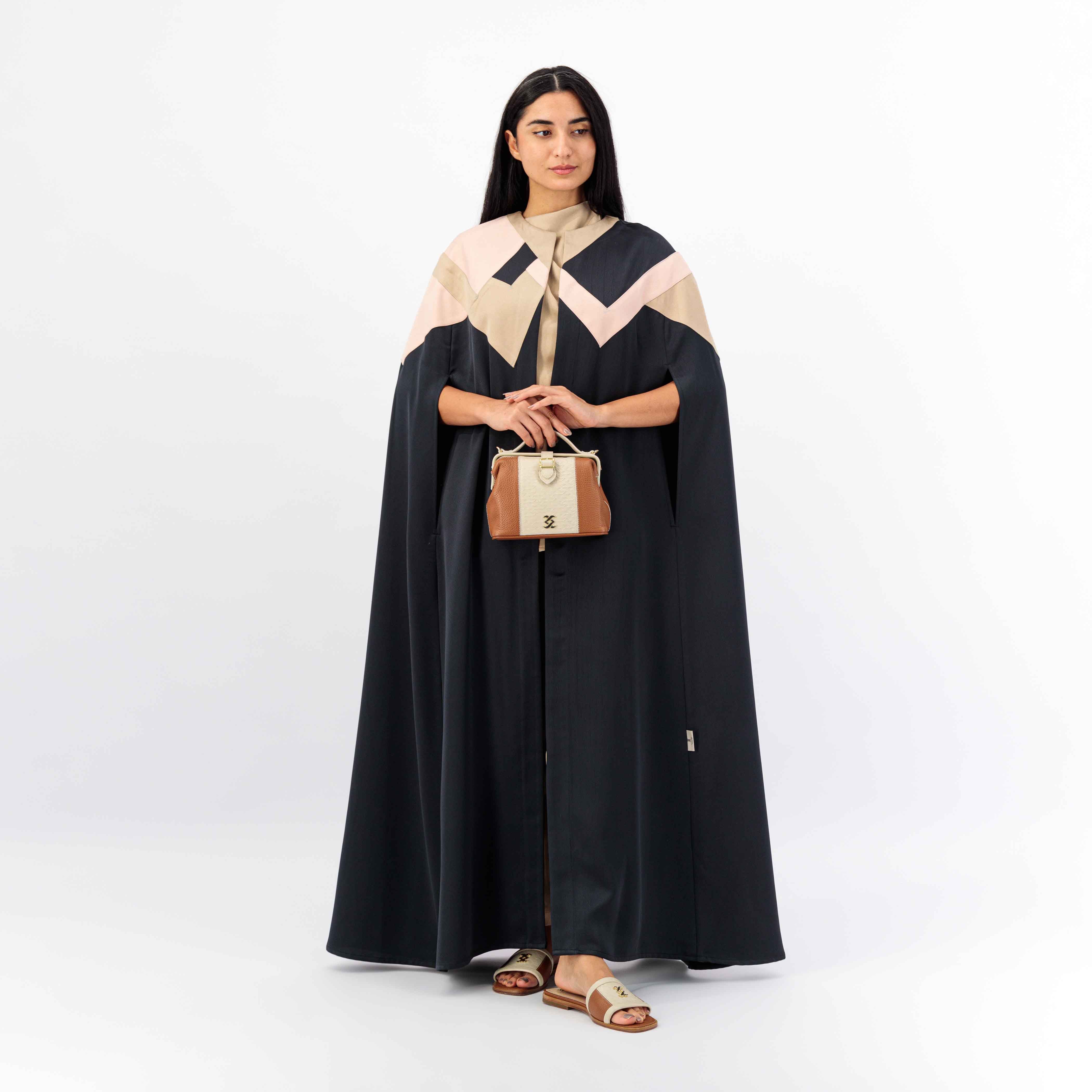 BLACK CREPE FABRIC CAPE ABAYA BATCH TOP