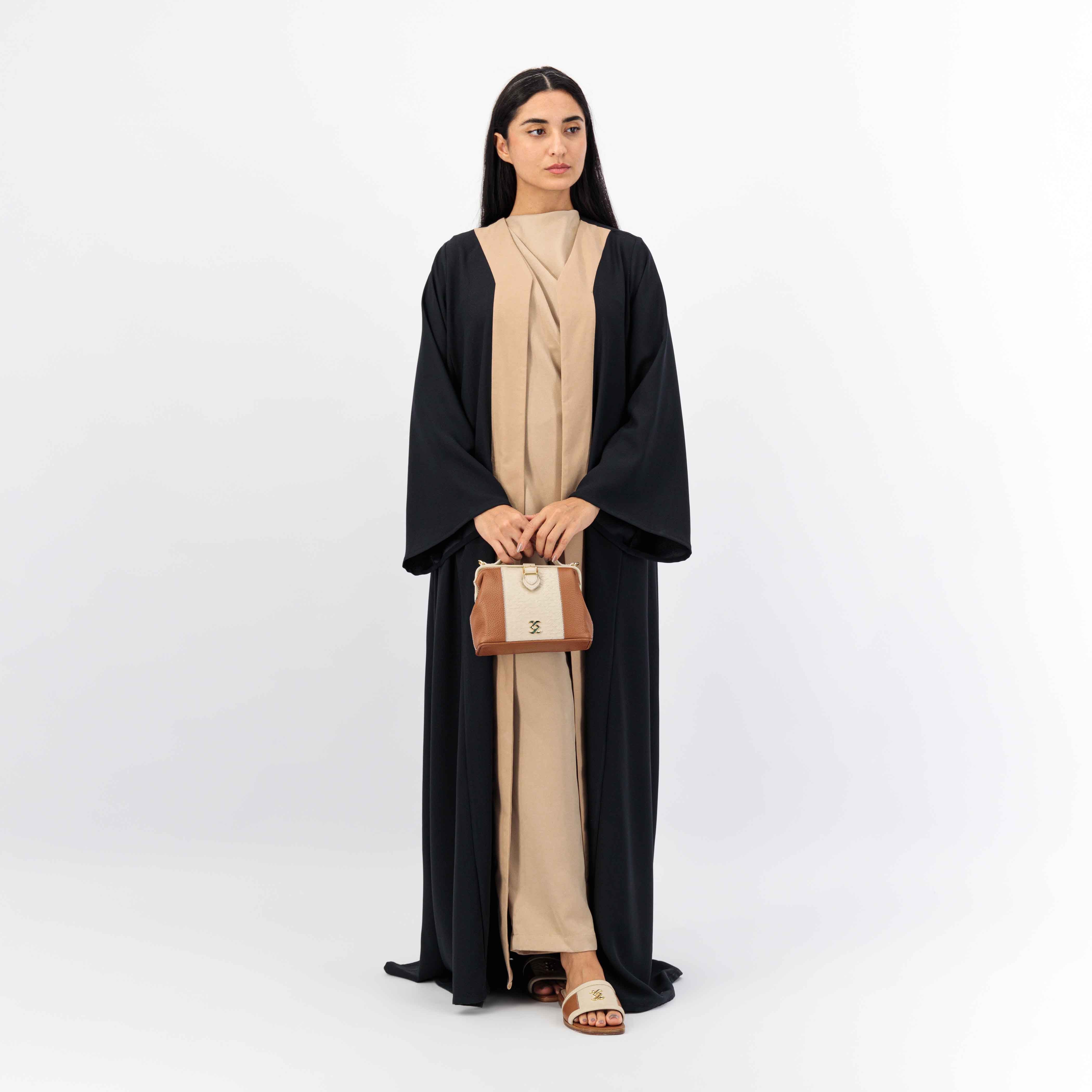 BLACK WITH STONE STAIN CREPE FABRIC ABAYA