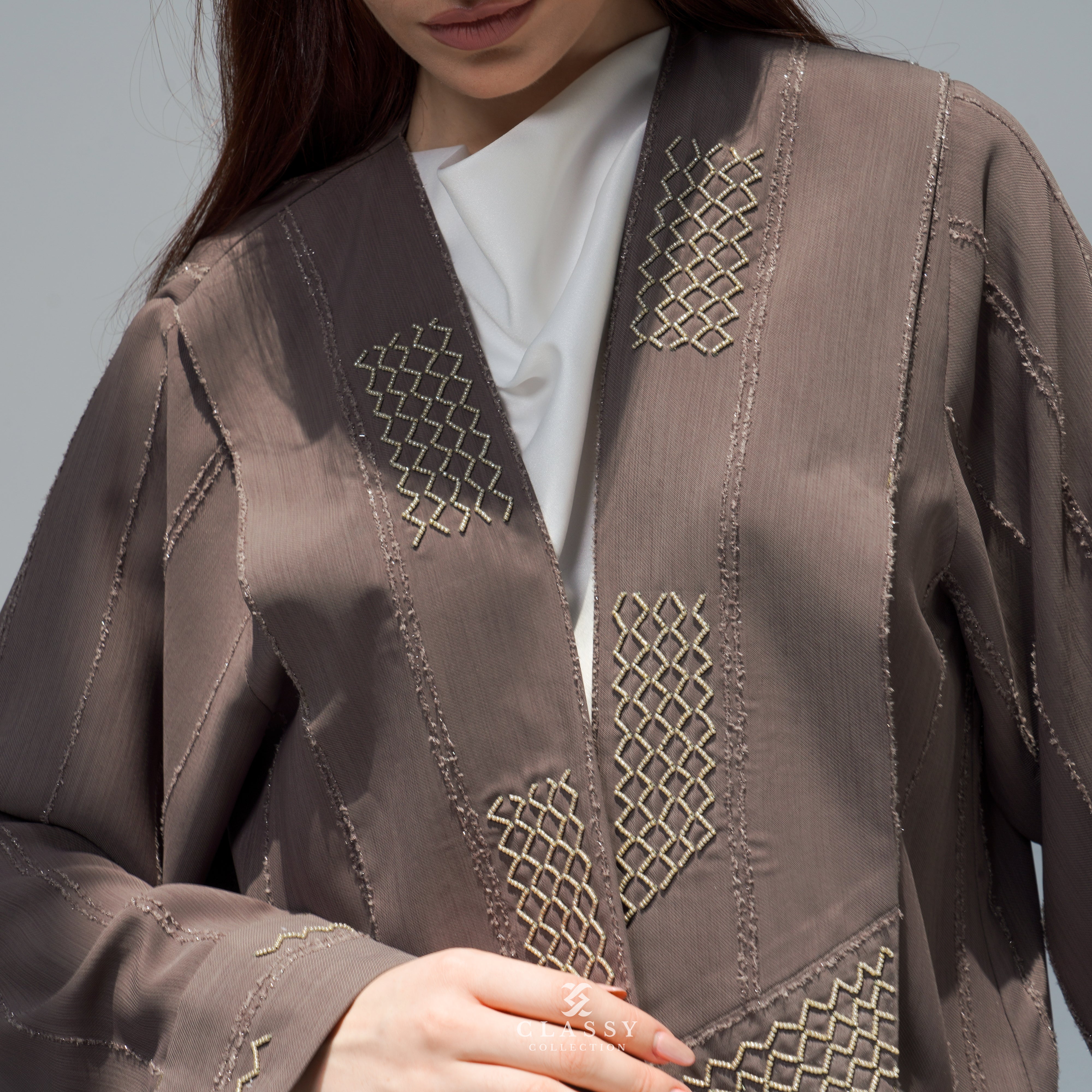 SPECIAL GRAY FABRIC ABAYA