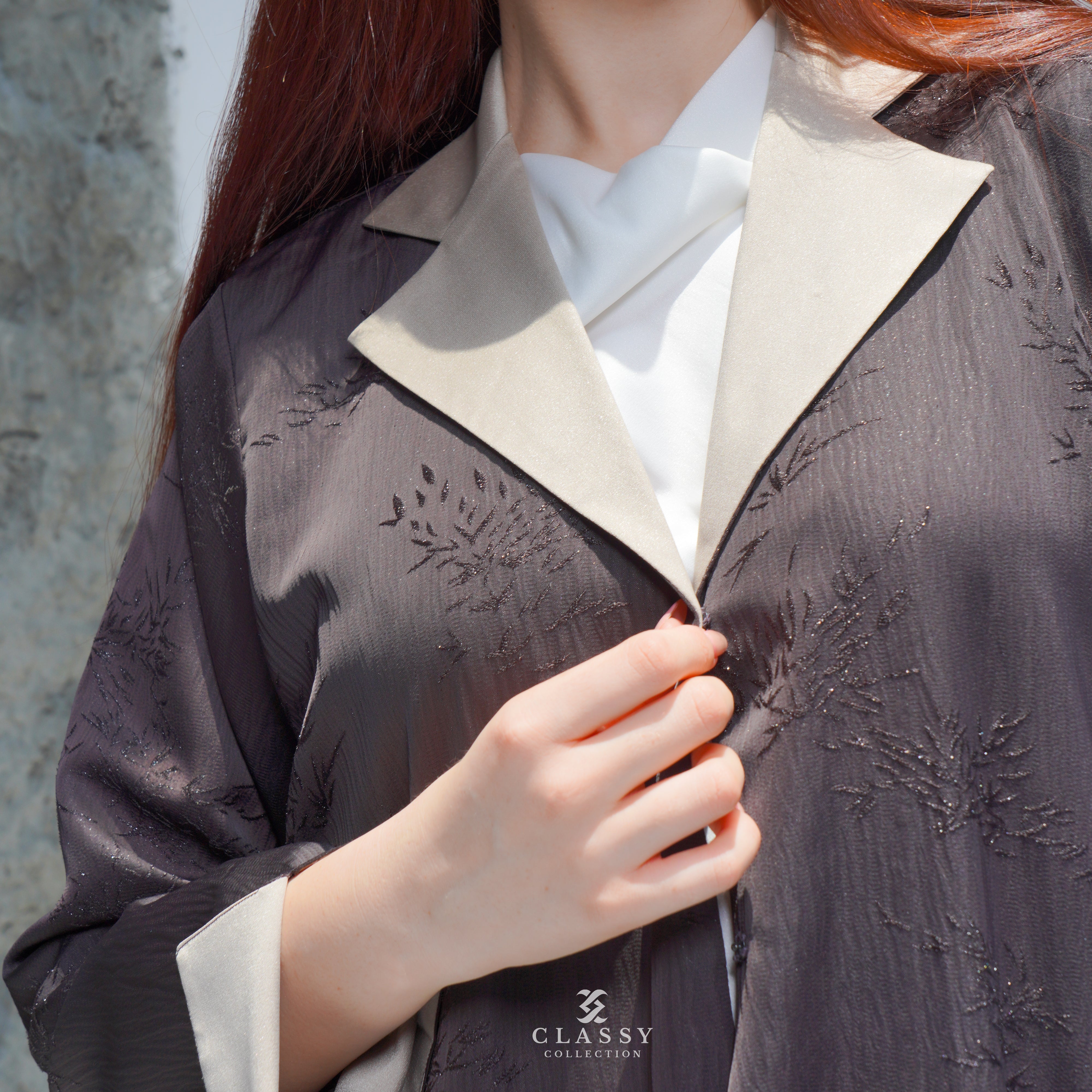 SPECIAL DARK BROWN FABRIC ABAYA