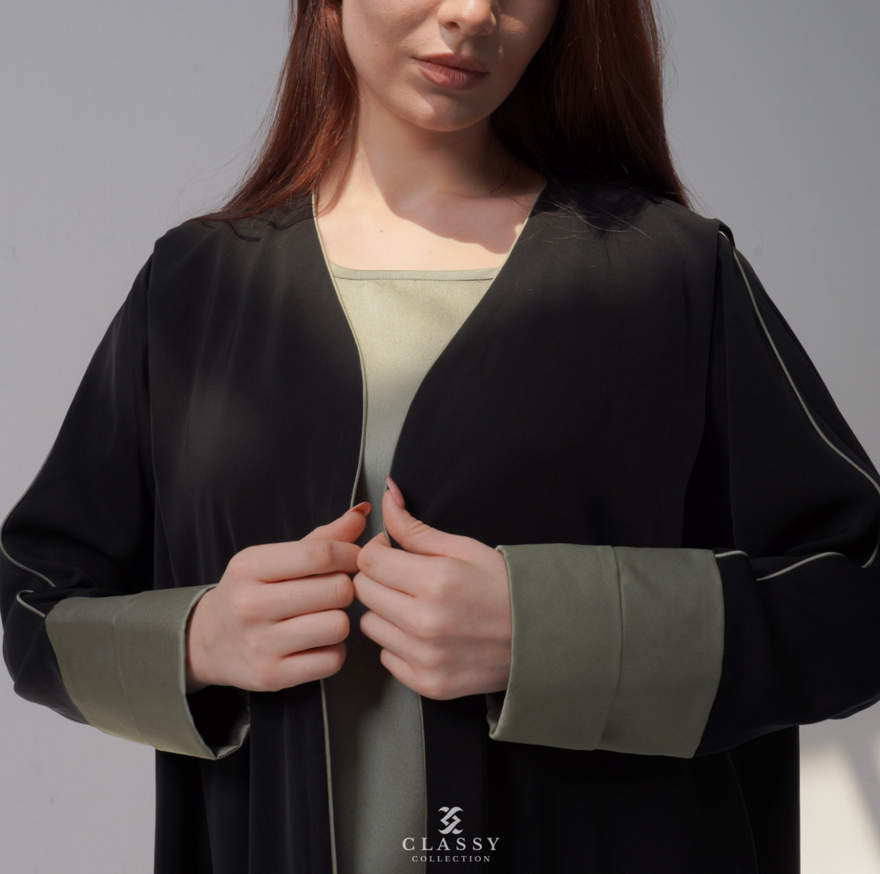 Touch008- Black Abaya with Color Touch