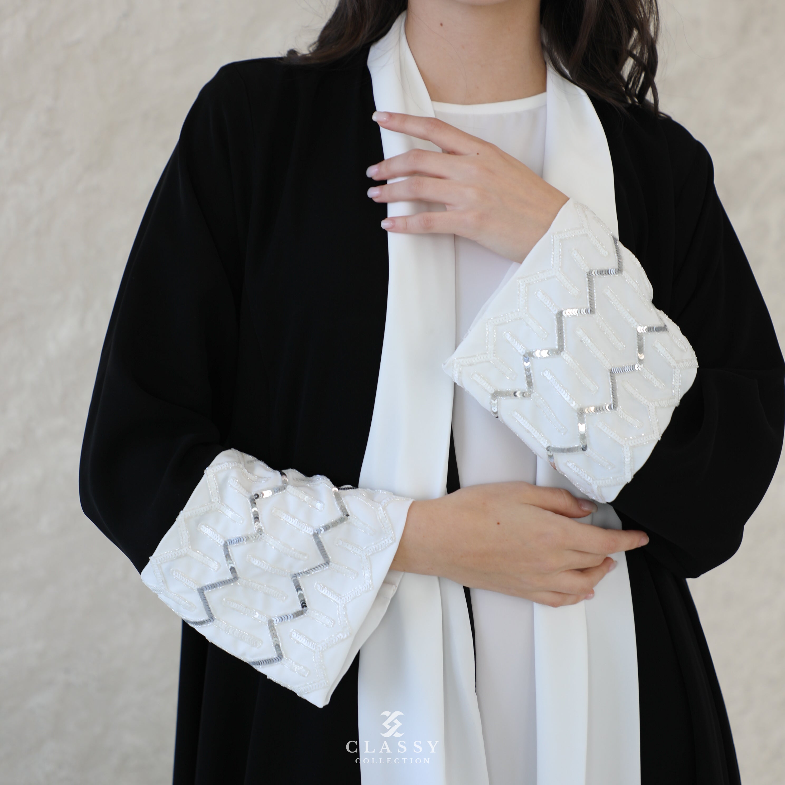 Black Abaya with Hand wok Embroidery