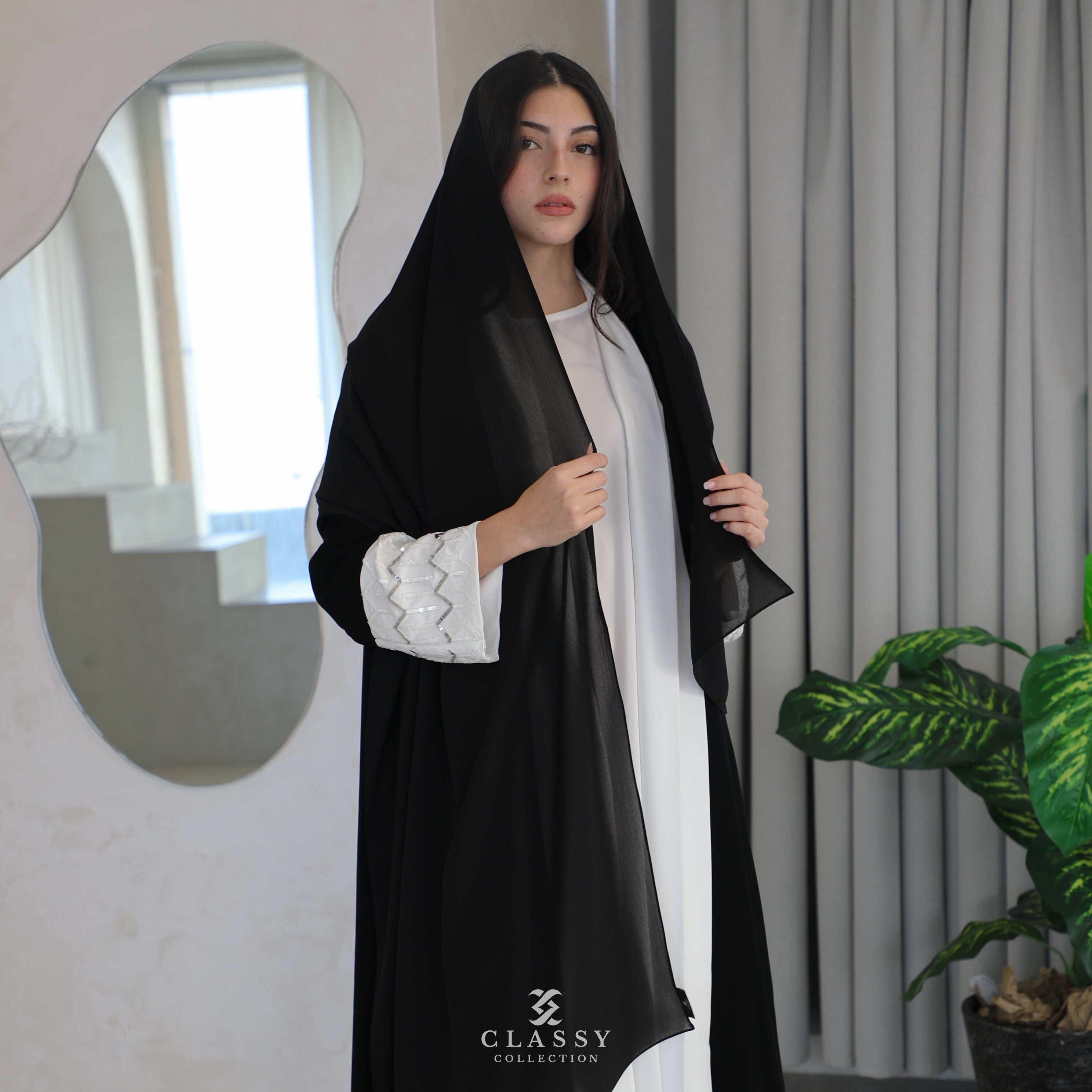 Black Abaya with Hand wok Embroidery