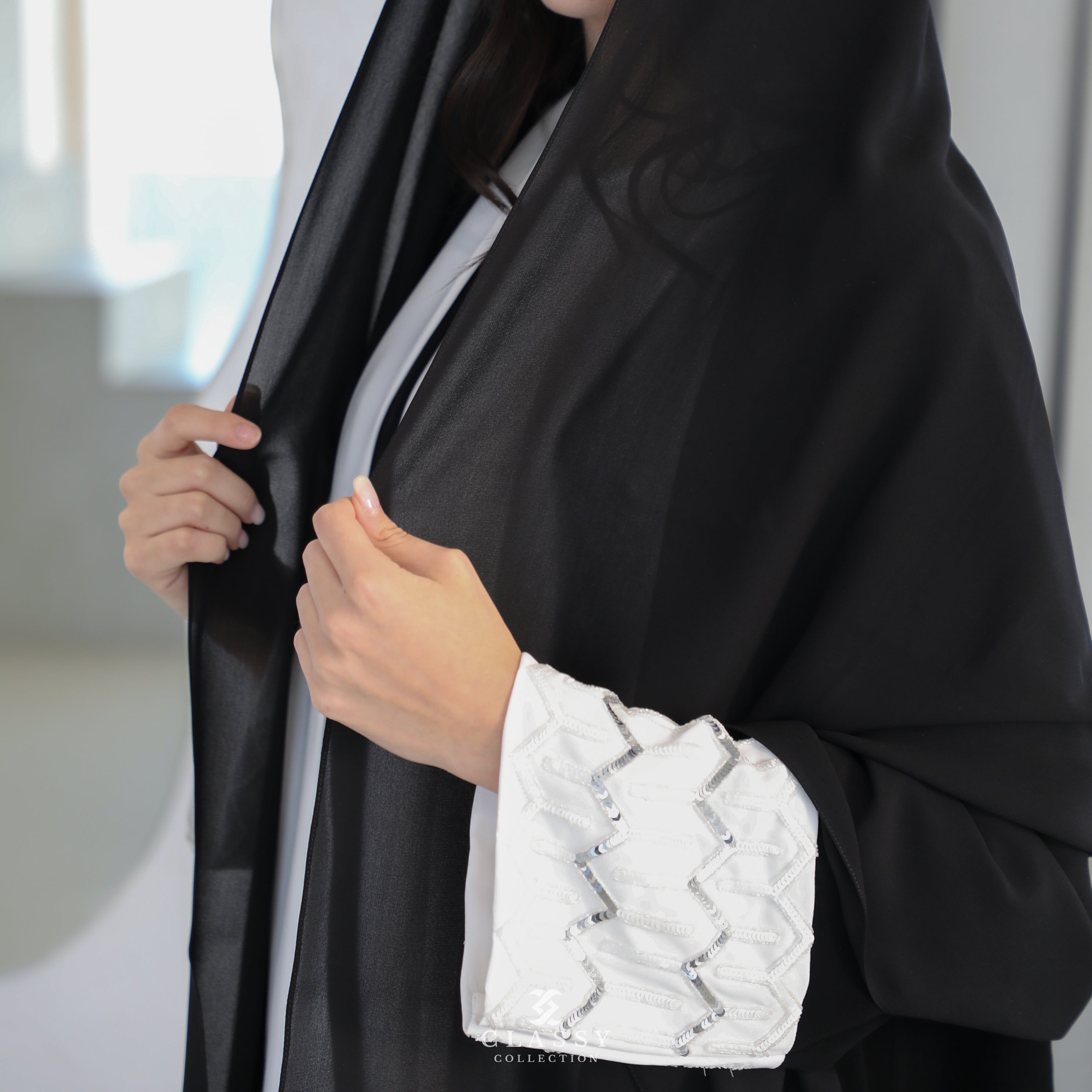 Black Abaya with Hand wok Embroidery