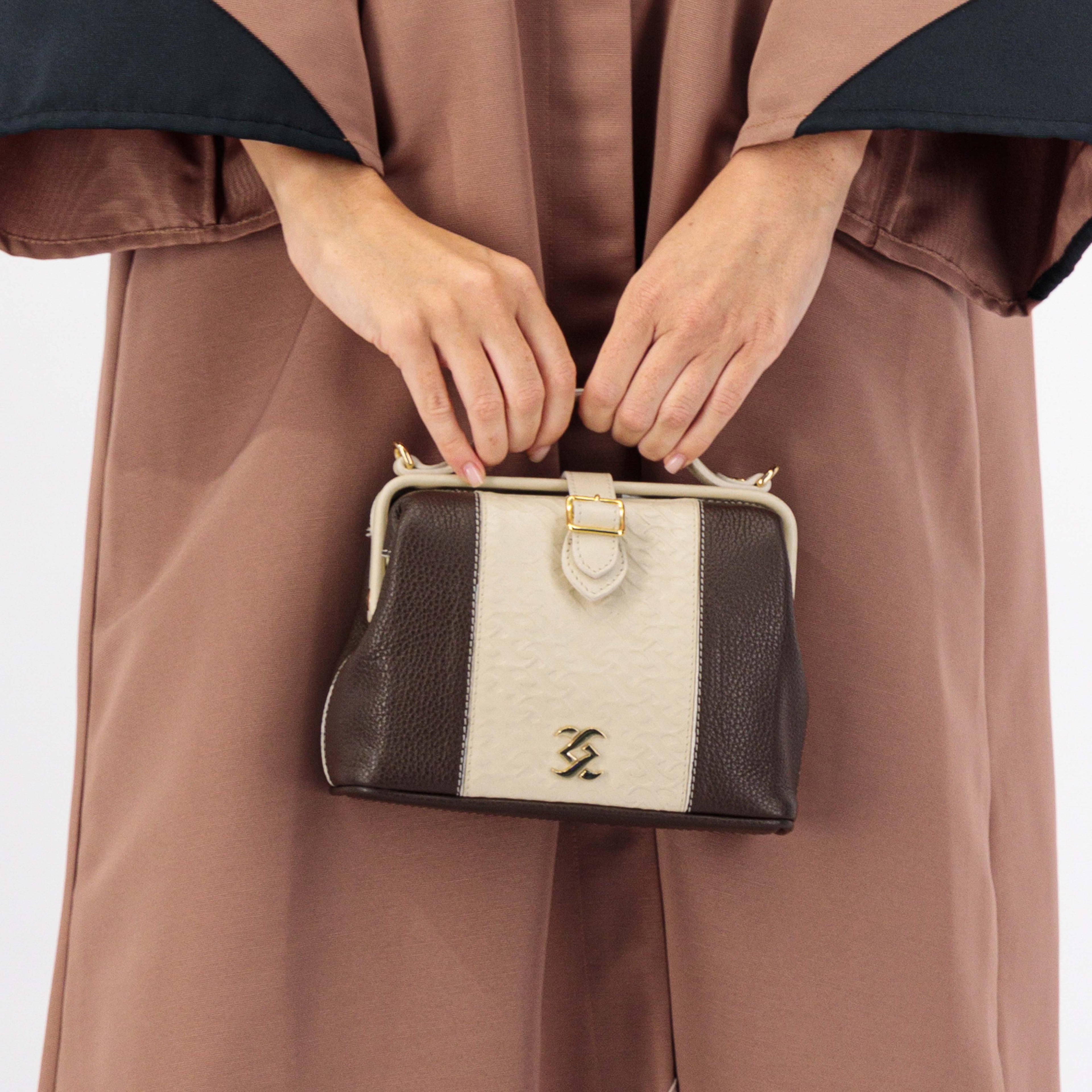 THE SHOULDER HANDMADE BAG CRAFTED FROM DARK BROWN GENUINE LEATHER WITH CLASSY PATTERN