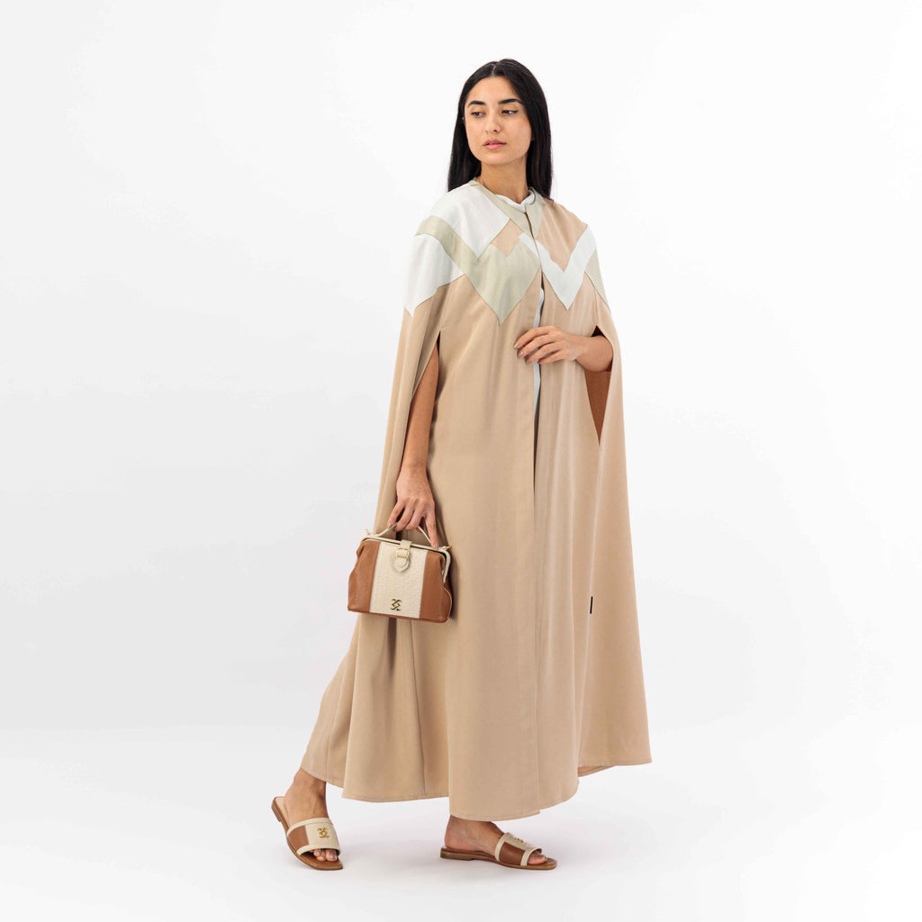 STONE CREPE FABRIC CAPE ABAYA BATCH TOP