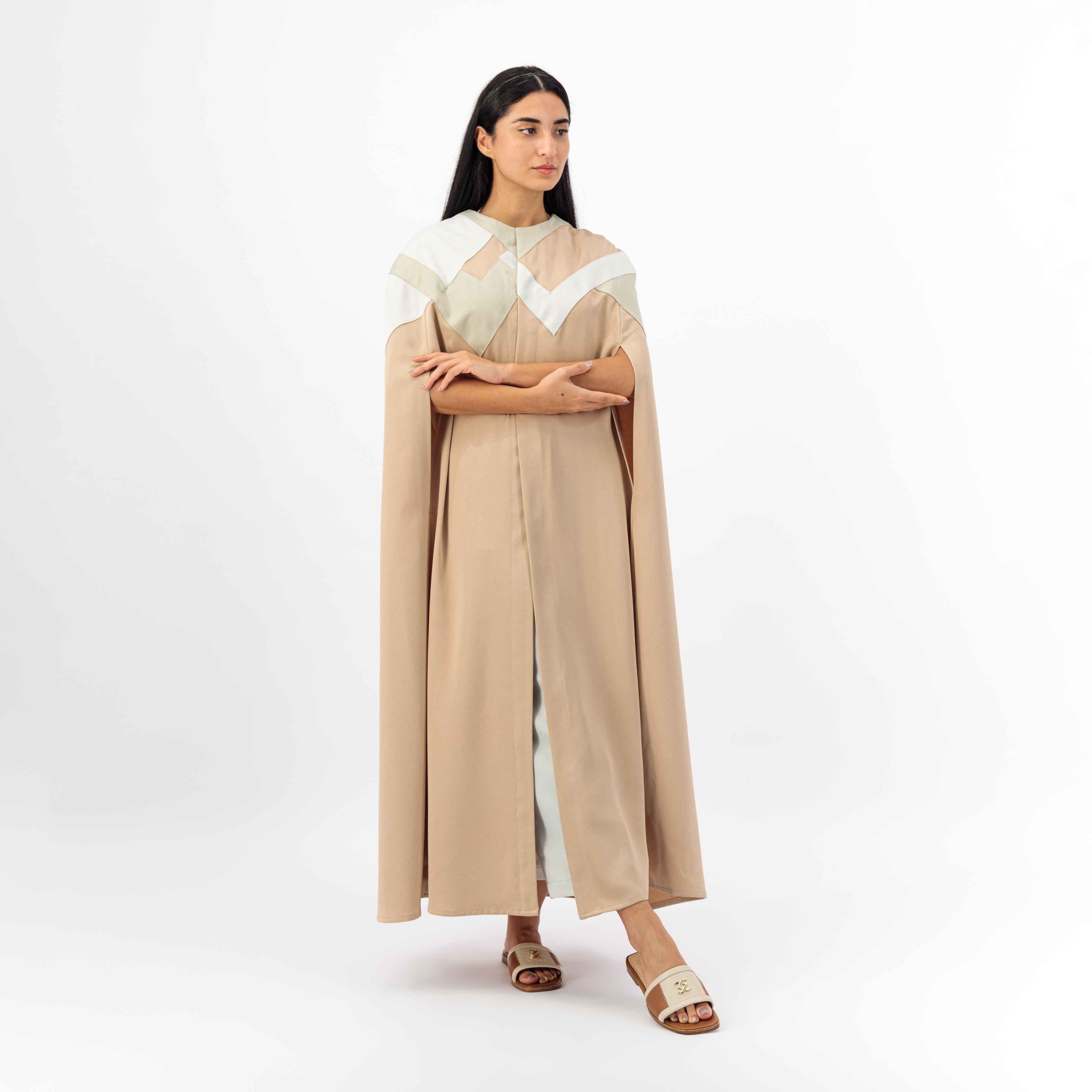 STONE CREPE FABRIC CAPE ABAYA BATCH TOP