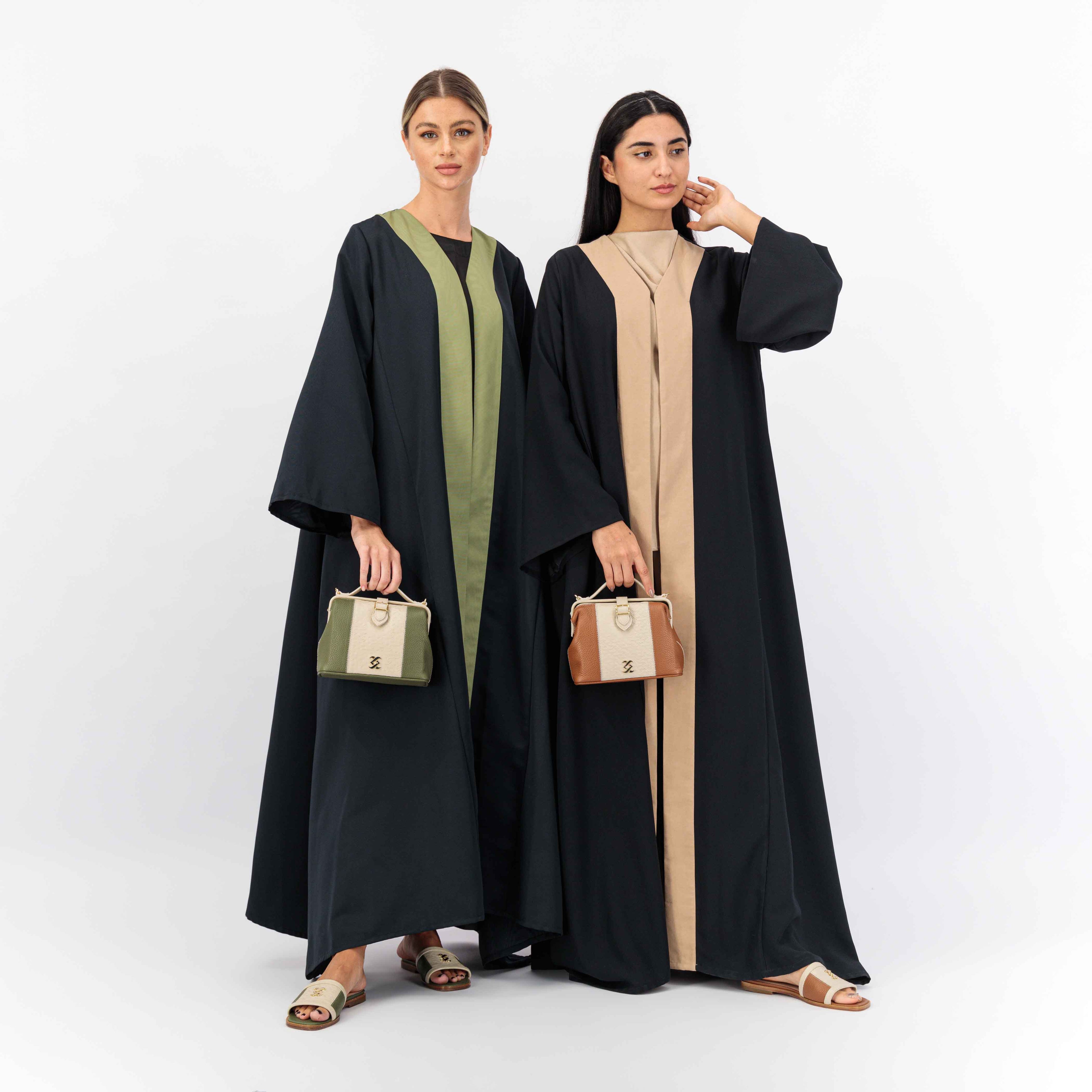 BLACK WITH STONE STAIN CREPE FABRIC ABAYA