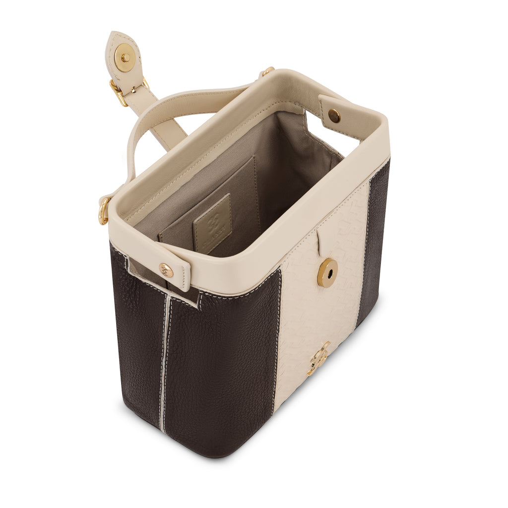 THE SHOULDER HANDMADE BAG CRAFTED FROM DARK BROWN GENUINE LEATHER WITH CLASSY PATTERN
