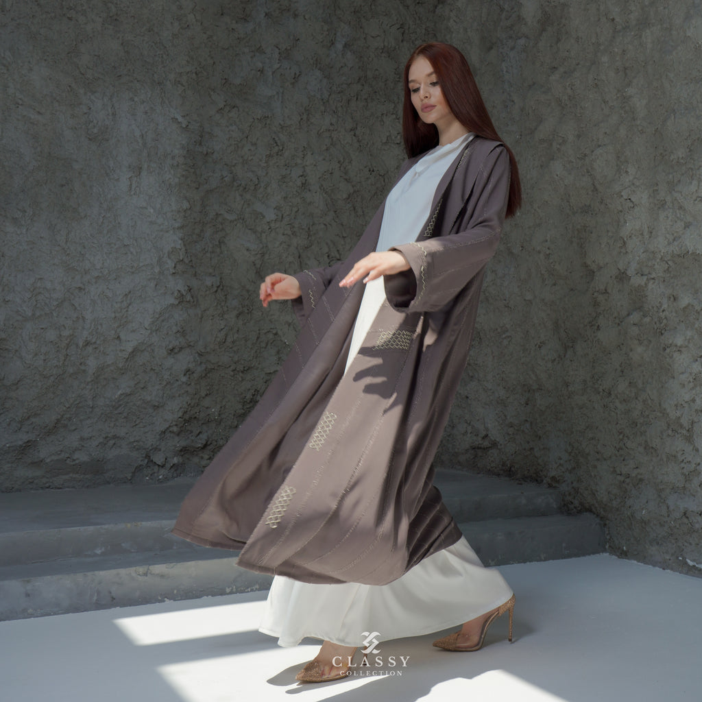 SPECIAL GRAY FABRIC ABAYA