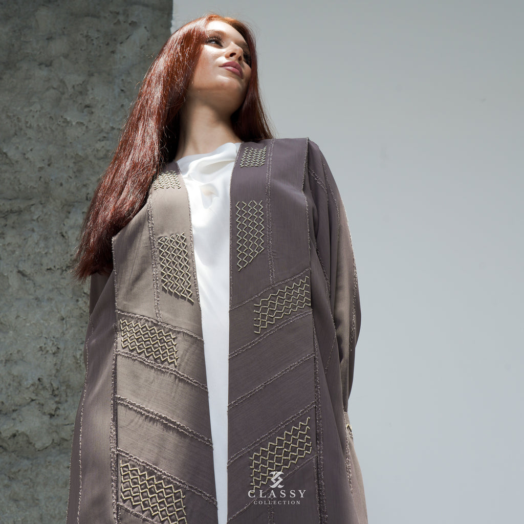SPECIAL GRAY FABRIC ABAYA