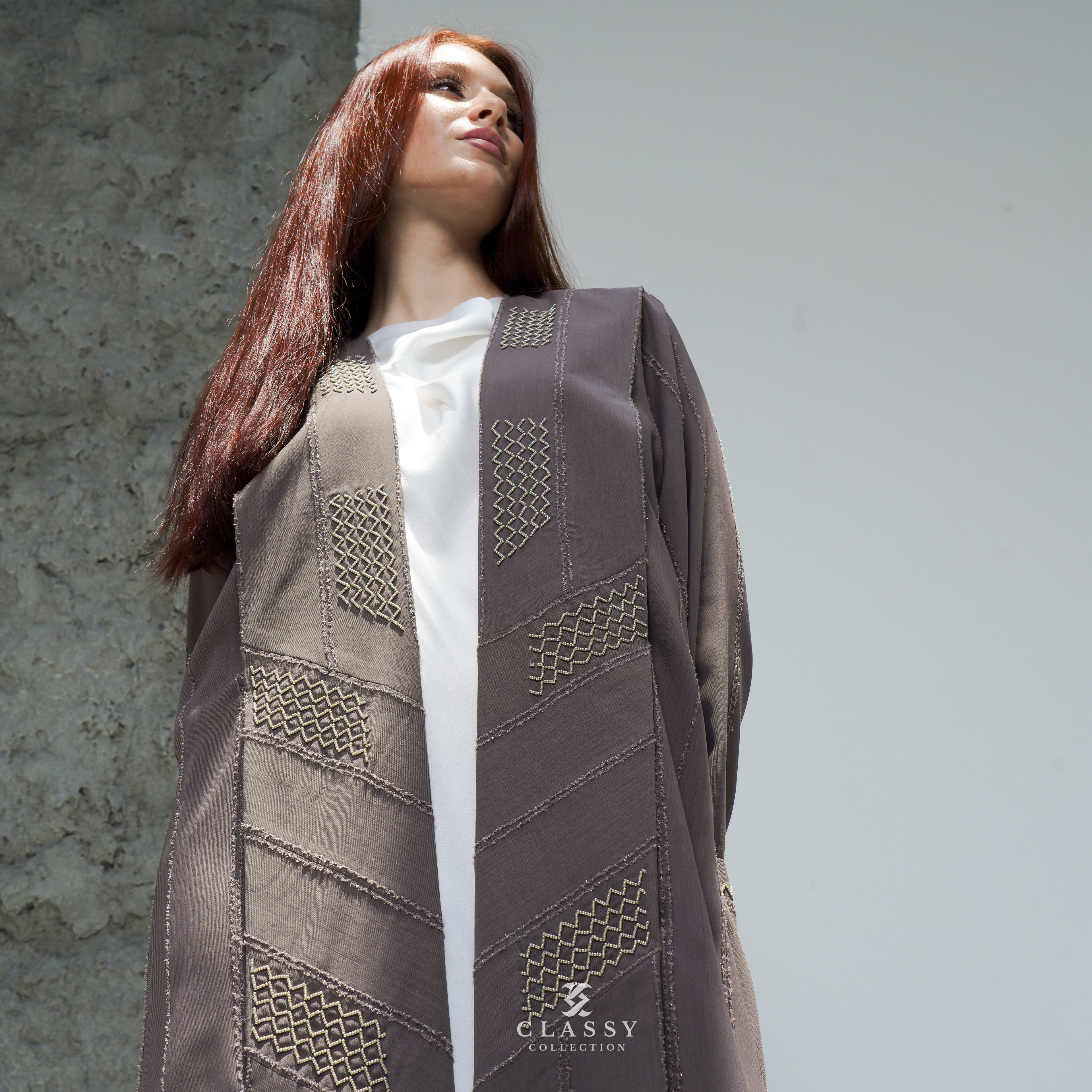 SPECIAL GRAY FABRIC ABAYA
