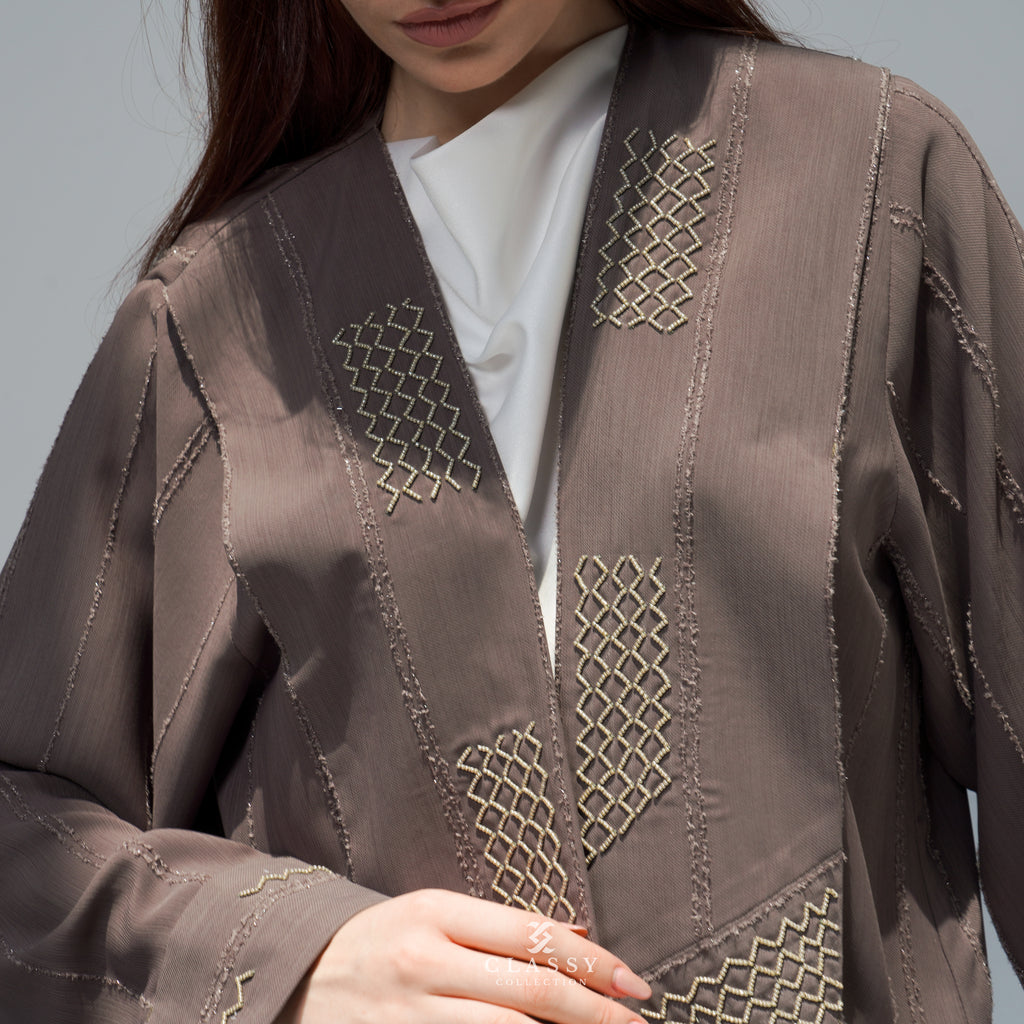 SPECIAL GRAY FABRIC ABAYA