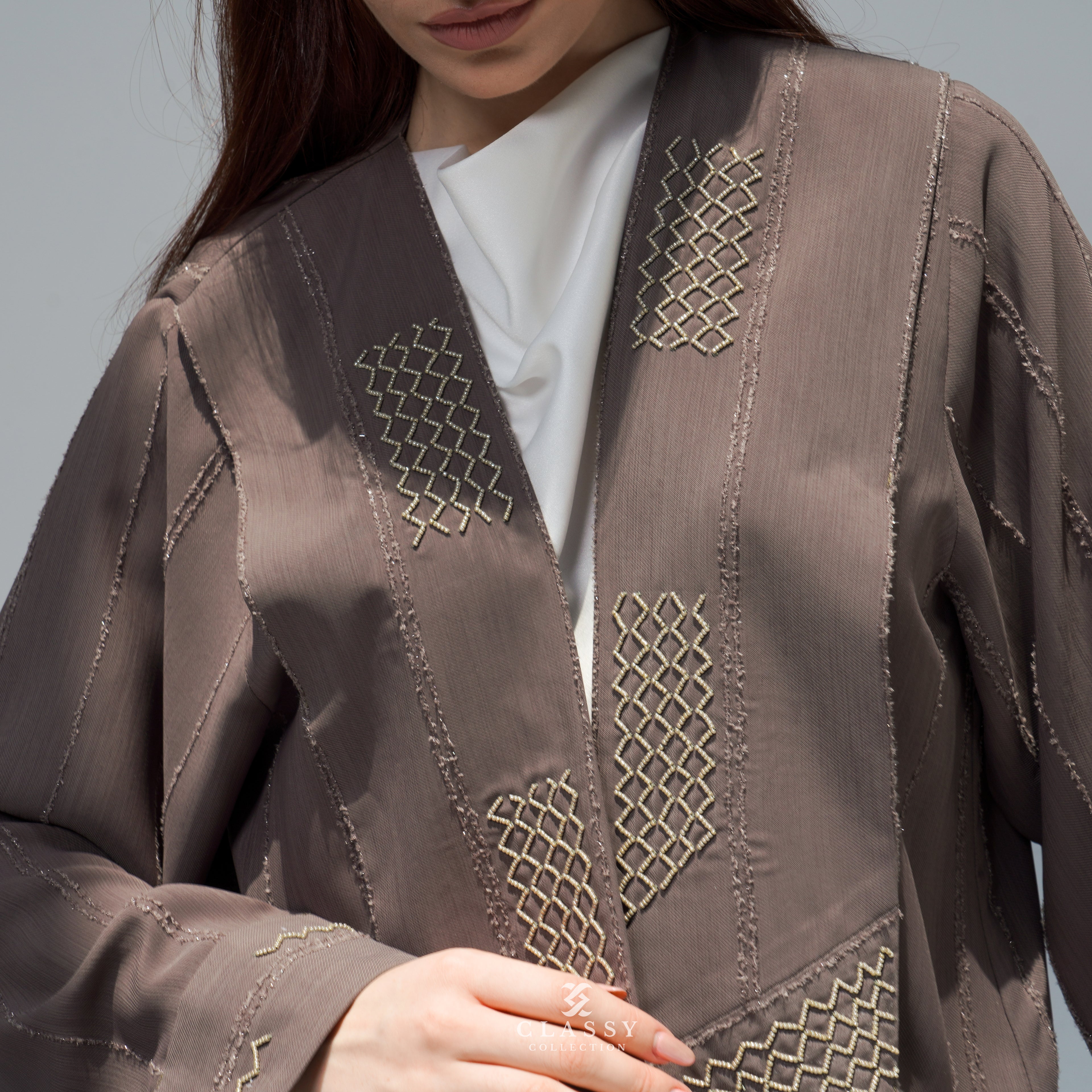 SPECIAL GRAY FABRIC ABAYA