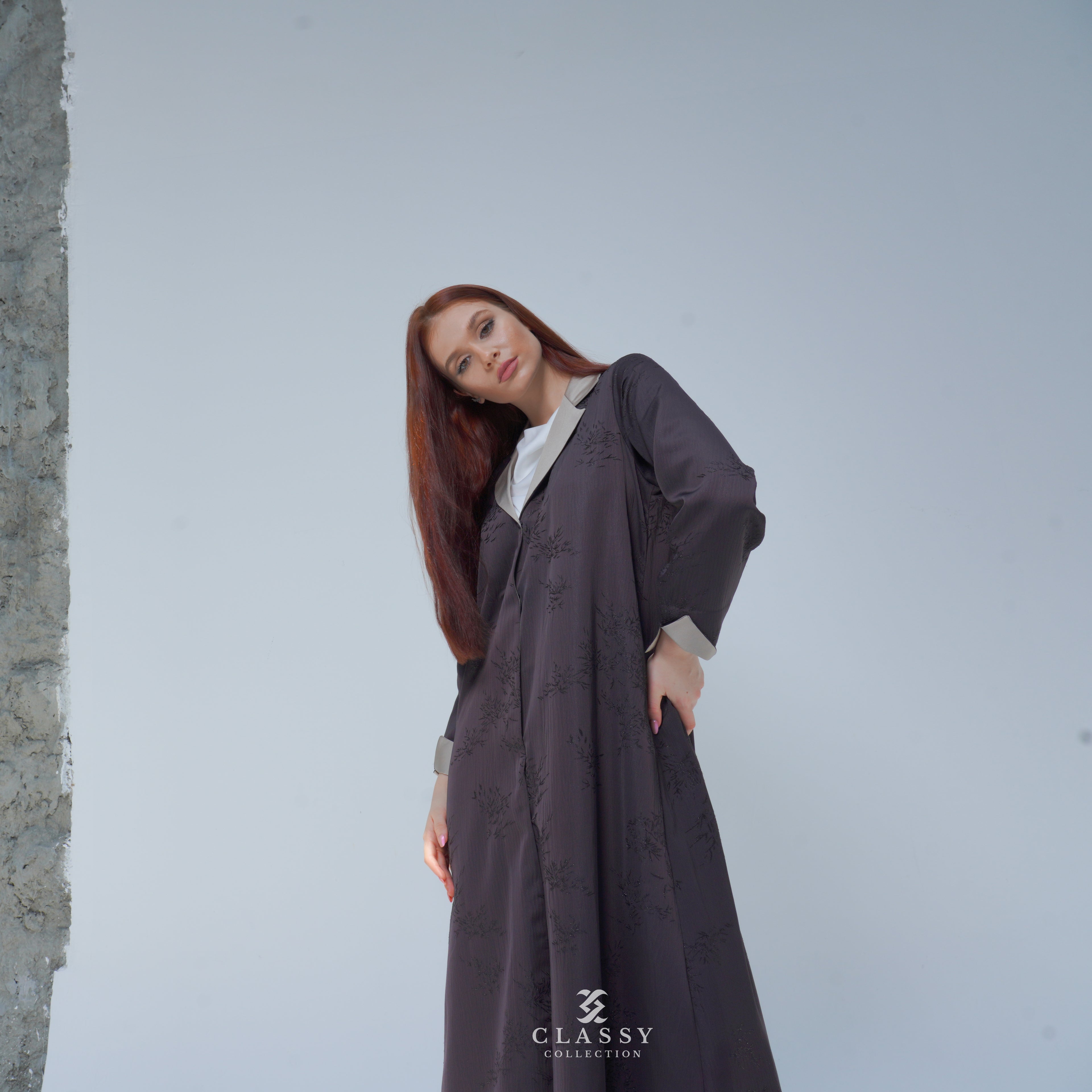 SPECIAL DARK BROWN FABRIC ABAYA