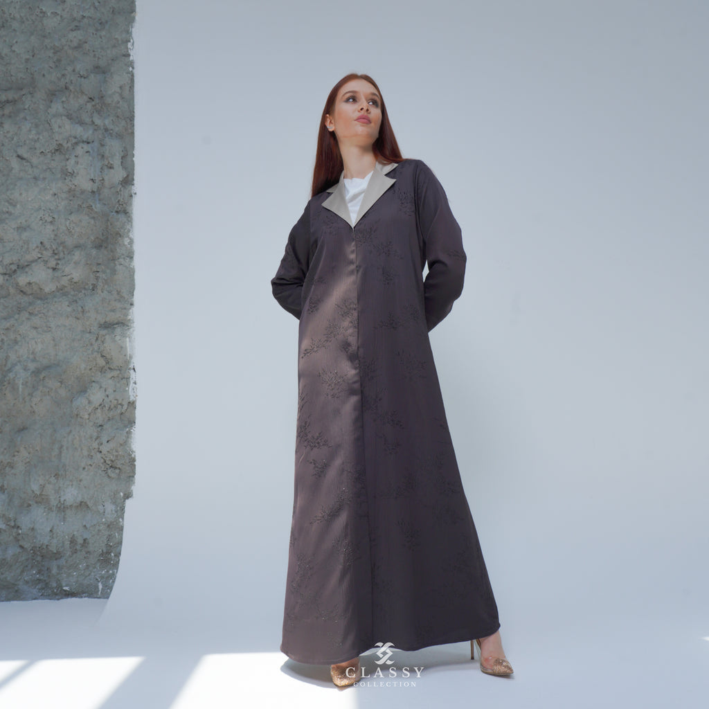 SPECIAL DARK BROWN FABRIC ABAYA