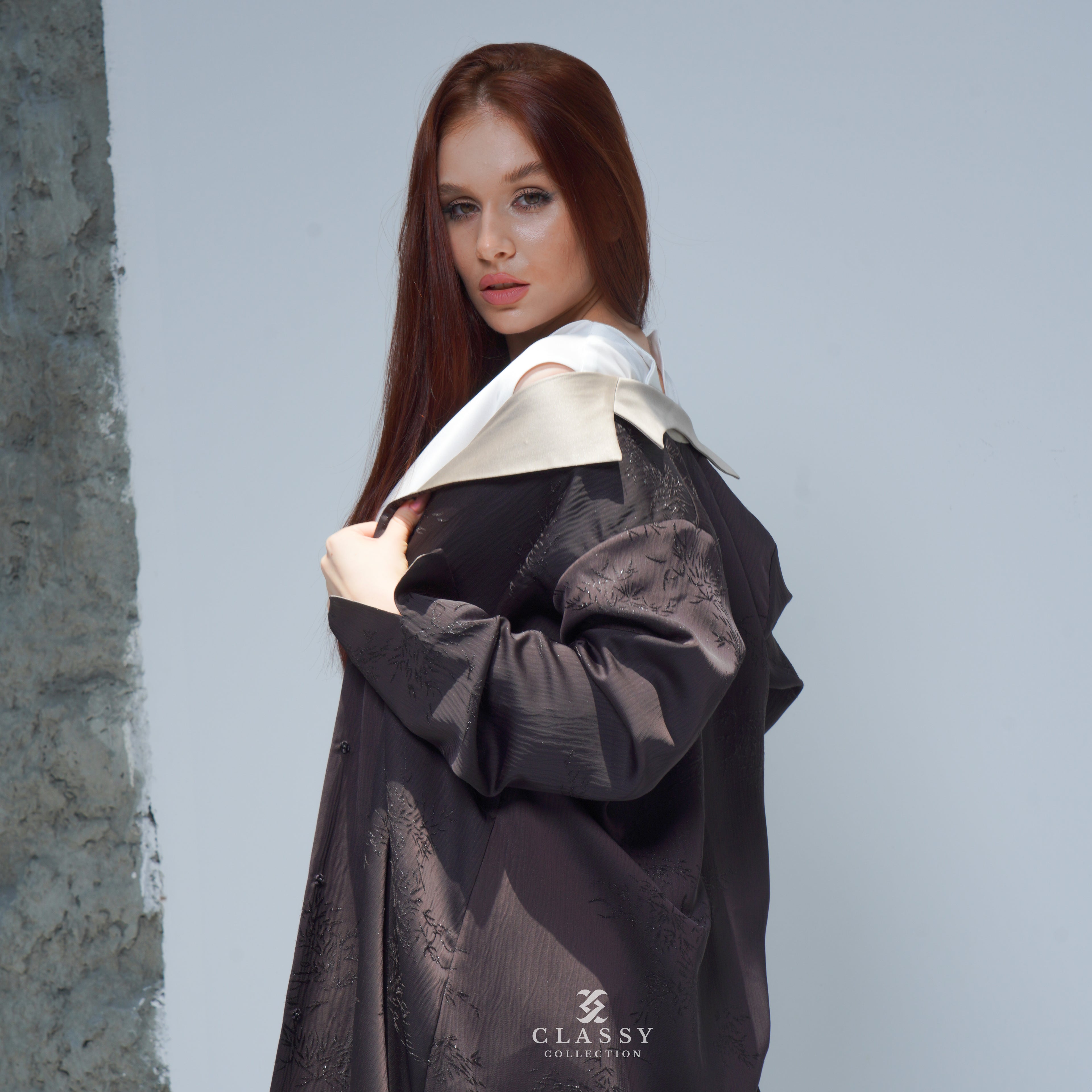 SPECIAL DARK BROWN FABRIC ABAYA